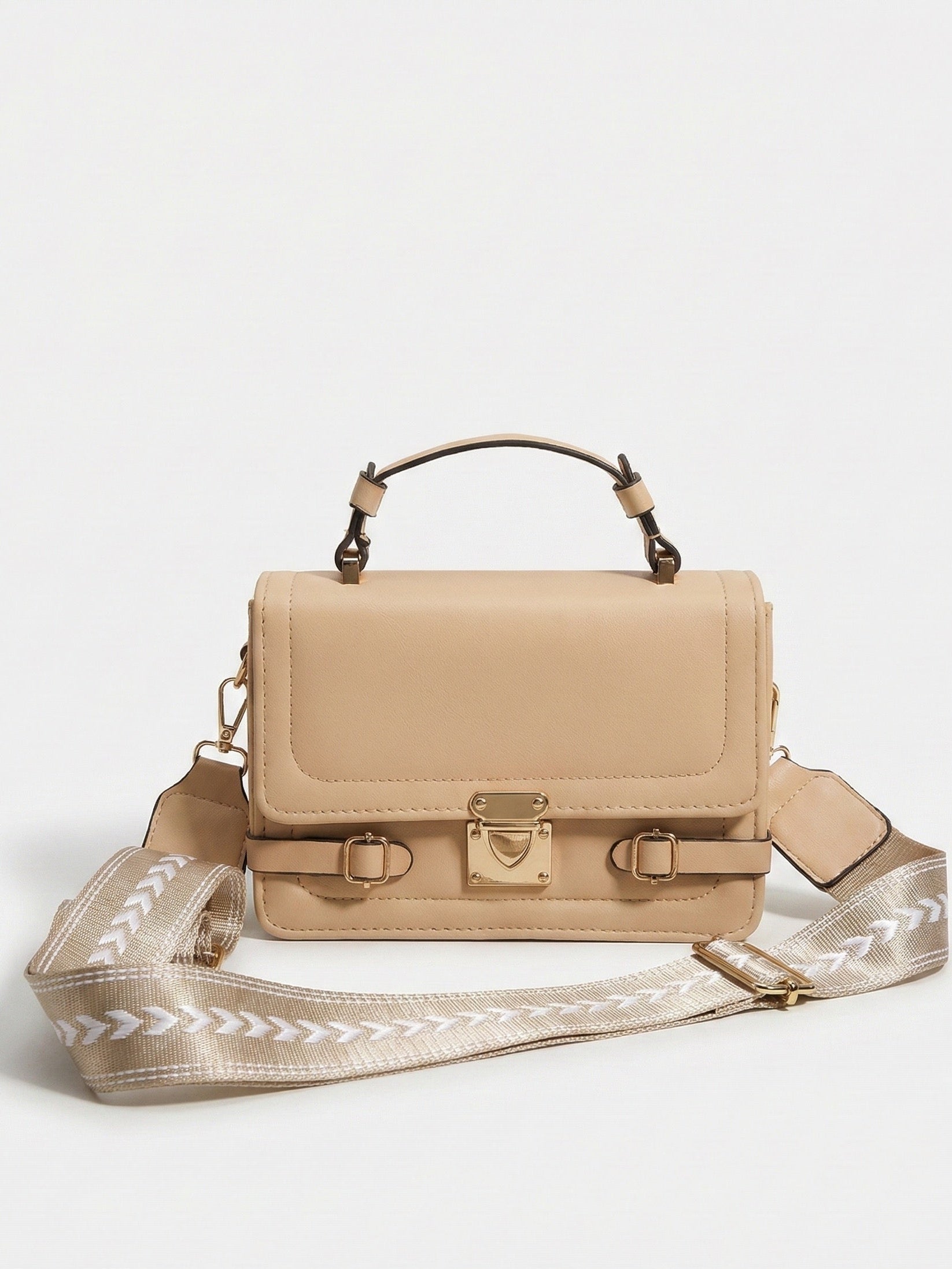 Bolso Satchel Viena con Correa de Diseño Geométrico