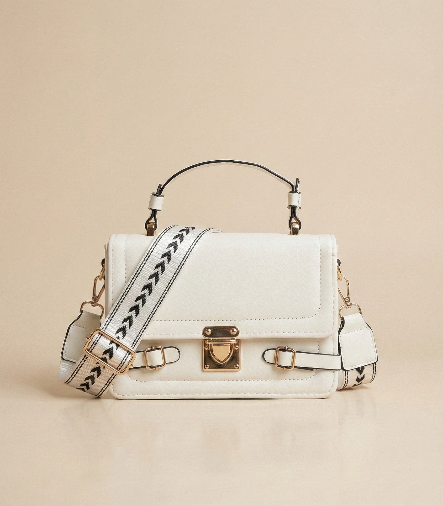 Bolso Satchel Viena con Correa de Diseño Geométrico