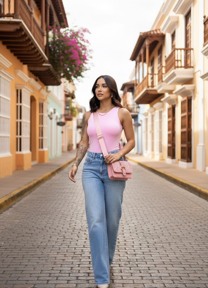 Bolso Bandolera Atardecer - Elegancia y Brillo en Rosa