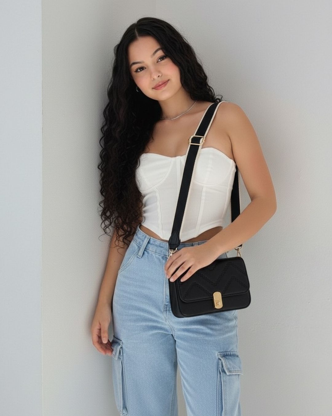Bolso de Hombro Noche - Diseño Minimalista con Acolchado Chevron